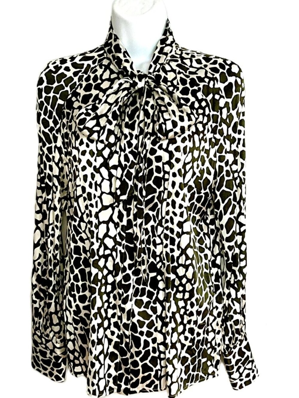 CamicettaSnob Silk Blend Animal print Tie Neck Long Sleeve Blouse IT42
